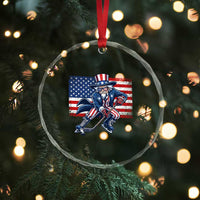 Uncle Sam Hockey Player 4th of July American Flag Crystal Glass Ornament