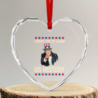 Uncle Sam I Want You To Learn US History Heart Crystal Glass Ornament Patriotic Teachers Students