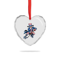 Uncle Sam Playing Hockey Patriotic Graphic Heart Crystal Glass Ornament Funny USA Ice Hockey American Pride