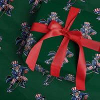 Uncle Sam Playing Hockey Patriotic Graphic Wrapping Paper Roll Funny USA Ice Hockey American Pride
