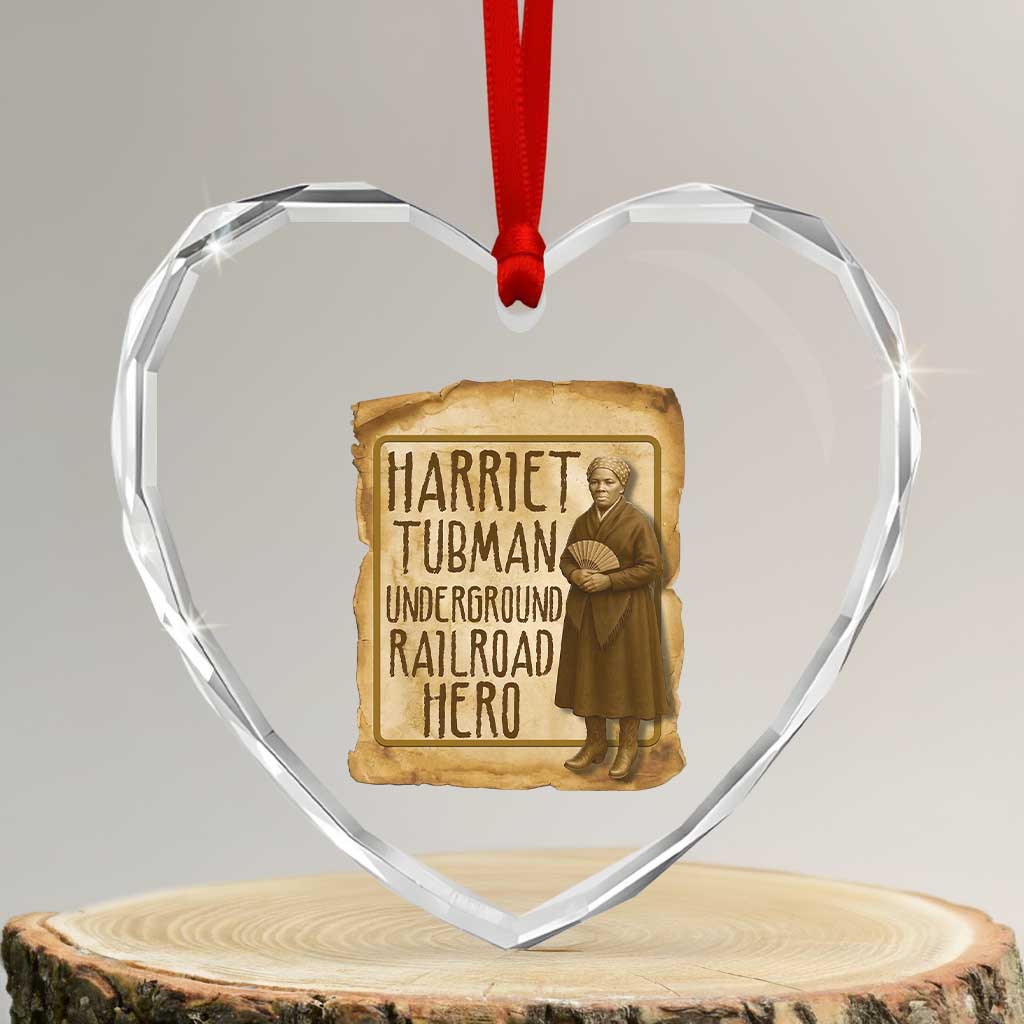 Underground Railroad Hero Harriet Tubman Heart Crystal Glass Ornament Feminist History Gift