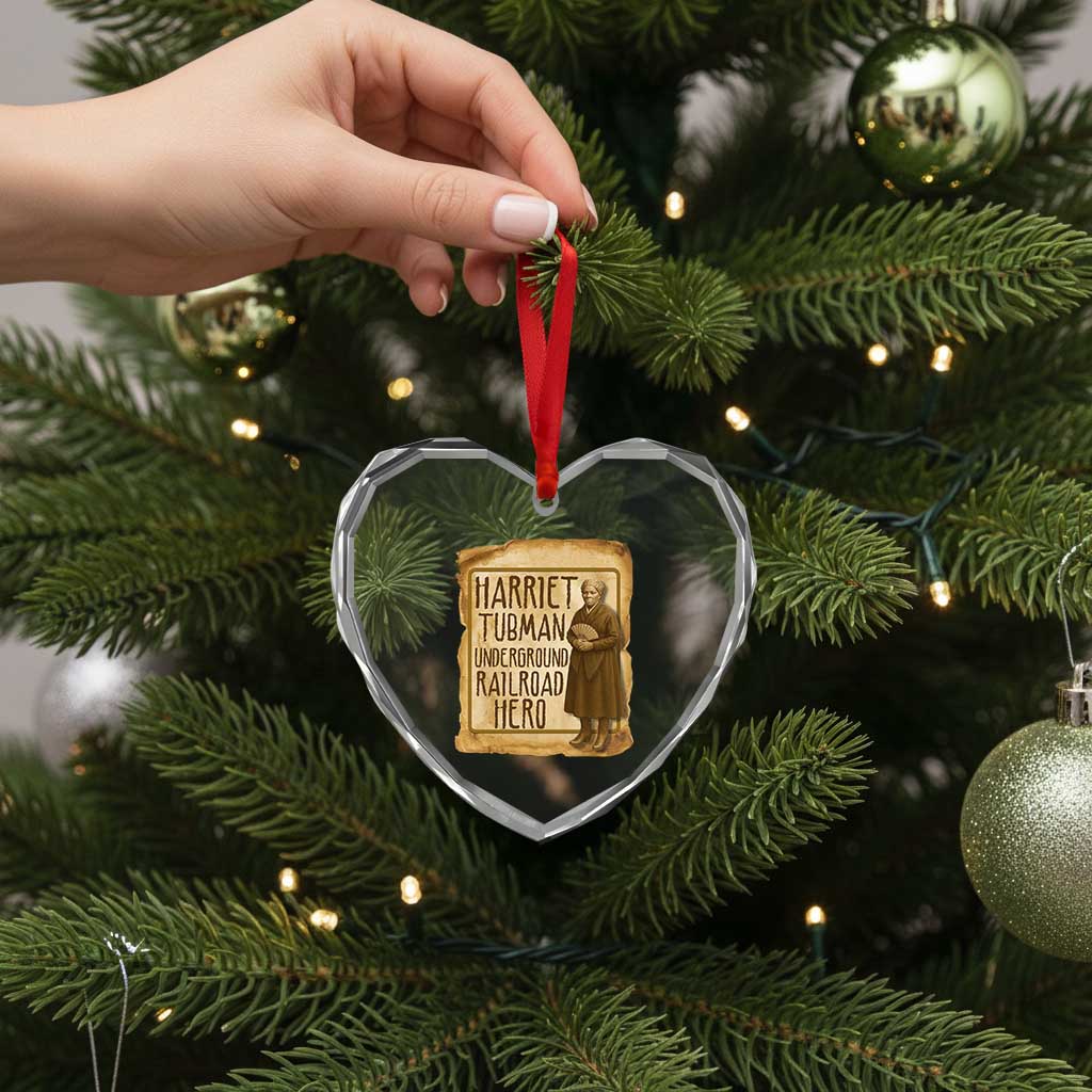 Underground Railroad Hero Harriet Tubman Heart Crystal Glass Ornament Feminist History Gift