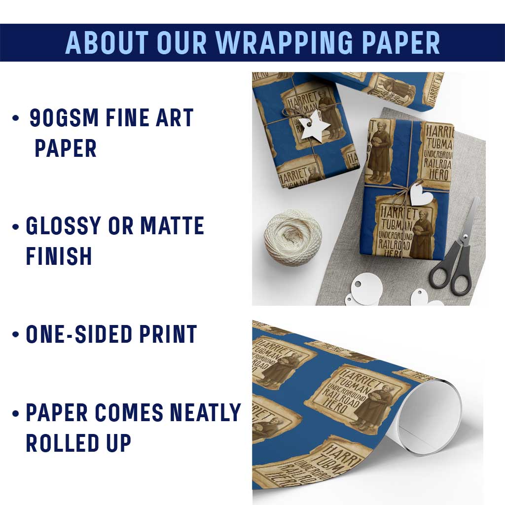 Underground Railroad Hero Harriet Tubman Wrapping Paper Roll Feminist History Gift