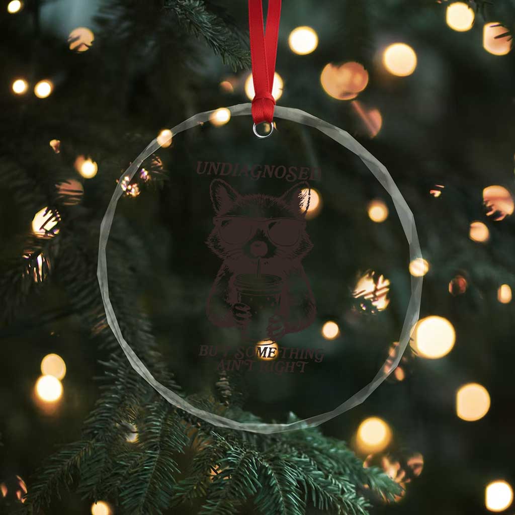 Undiagnosed But Something Aint Right Crystal Glass Ornament Funny Racoon Saying - Wonder Print Shop