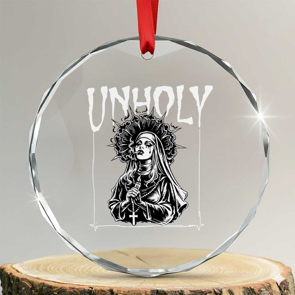 Unholy Nun Crystal Glass Ornament Funny Horror Unholy Nun Satan Baphomet Gothic