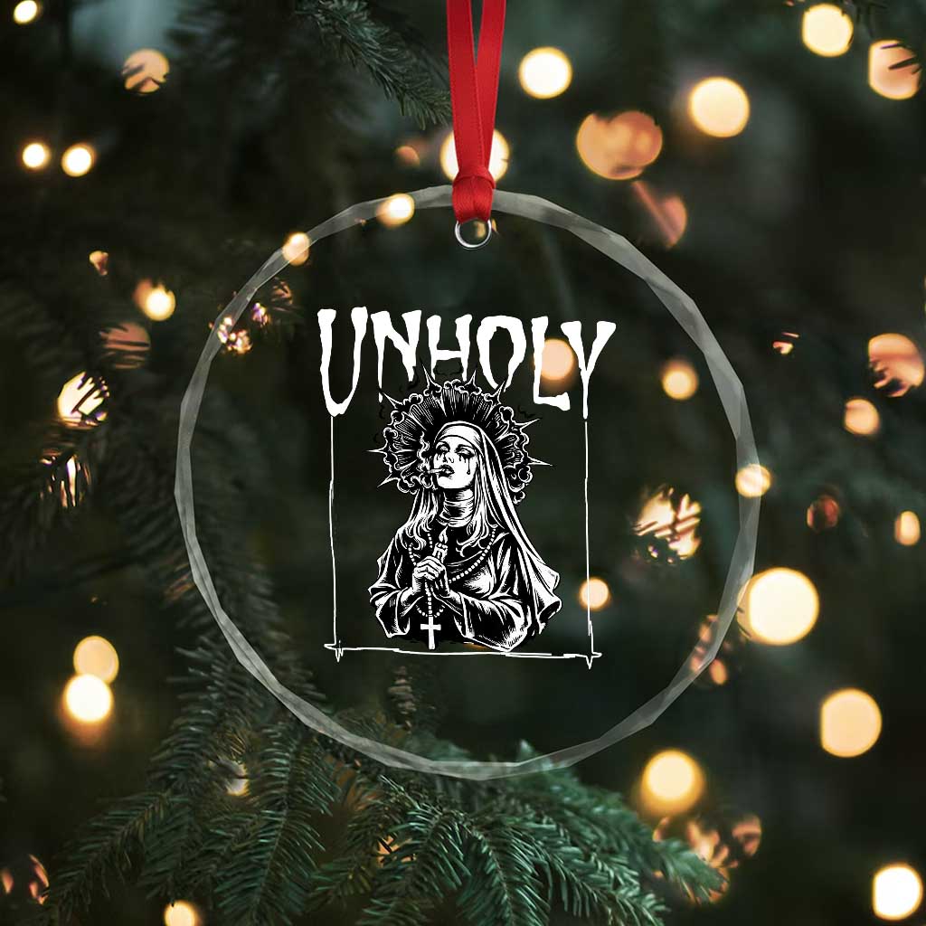 Unholy Nun Crystal Glass Ornament Funny Horror Unholy Nun Satan Baphomet Gothic