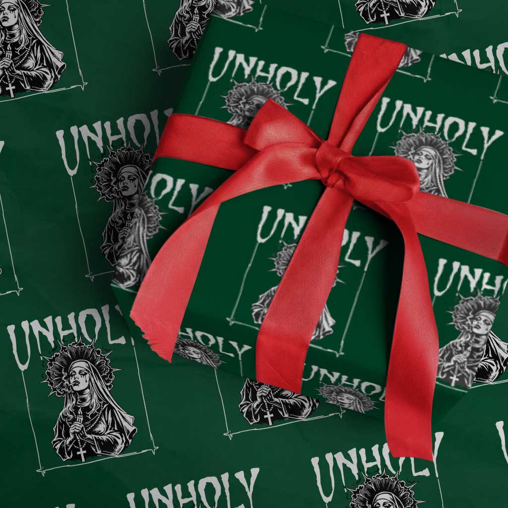 Unholy Nun Wrapping Paper Roll Funny Horror Unholy Nun Satan Baphomet Gothic