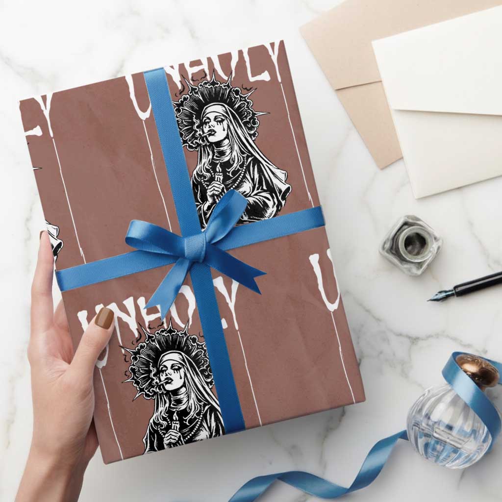 Unholy Nun Wrapping Paper Roll Funny Horror Unholy Nun Satan Baphomet Gothic