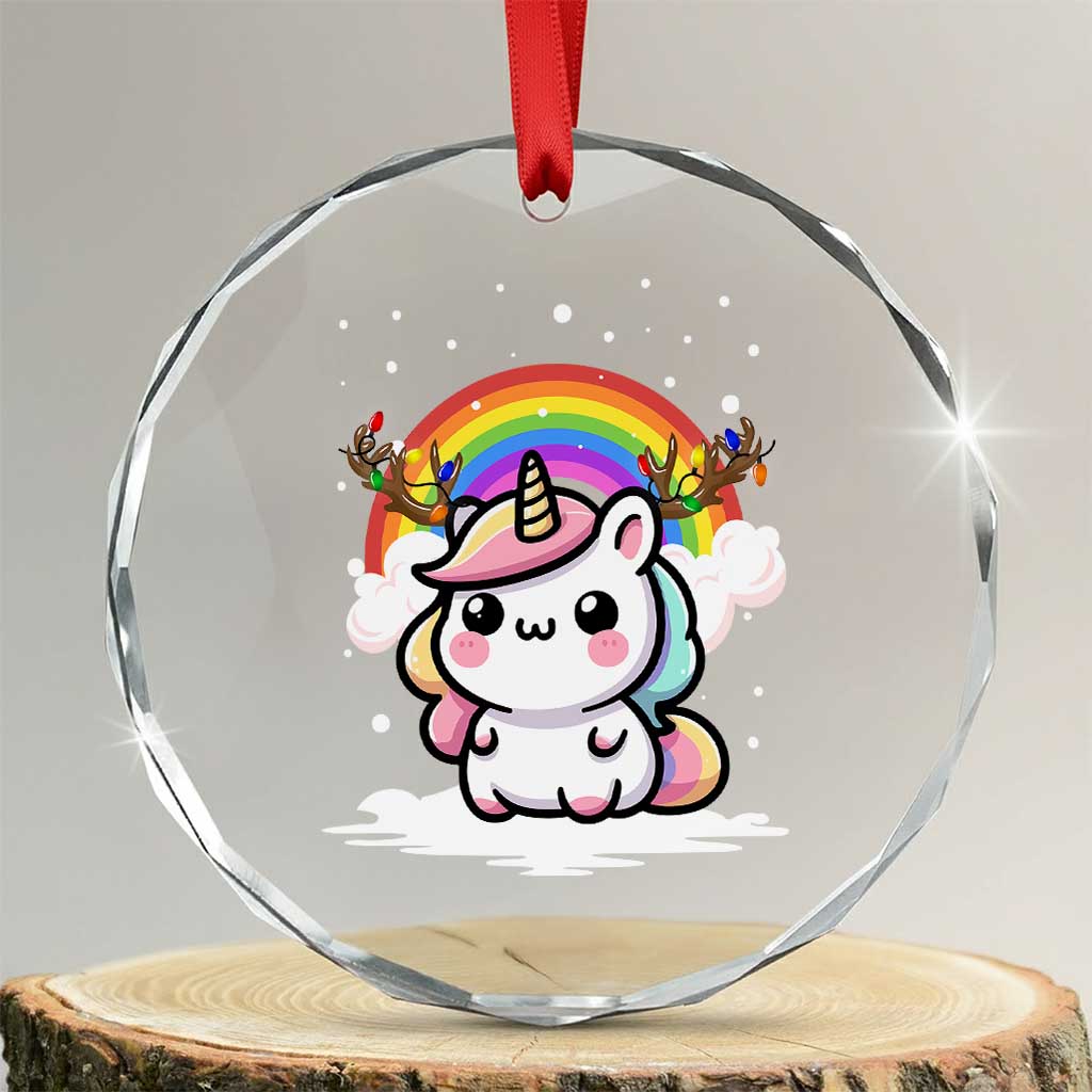 Unicorn Christmas Crystal Glass Ornament Cute Xmas Girls Rainbow - Wonder Print Shop