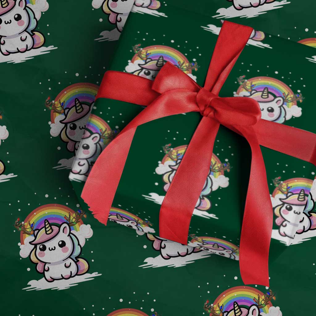 Unicorn Christmas Wrapping Paper Roll Cute Xmas Girls Rainbow - Wonder Print Shop