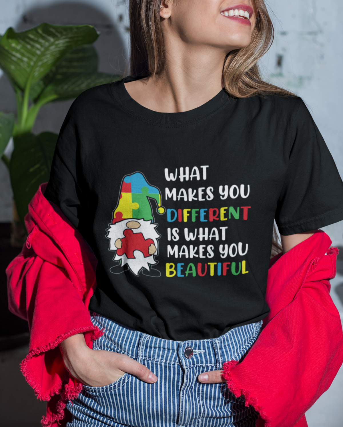 What Makes You Different Is Beautiful Gnome Autism Support T Shirt - Wonder Print Shop