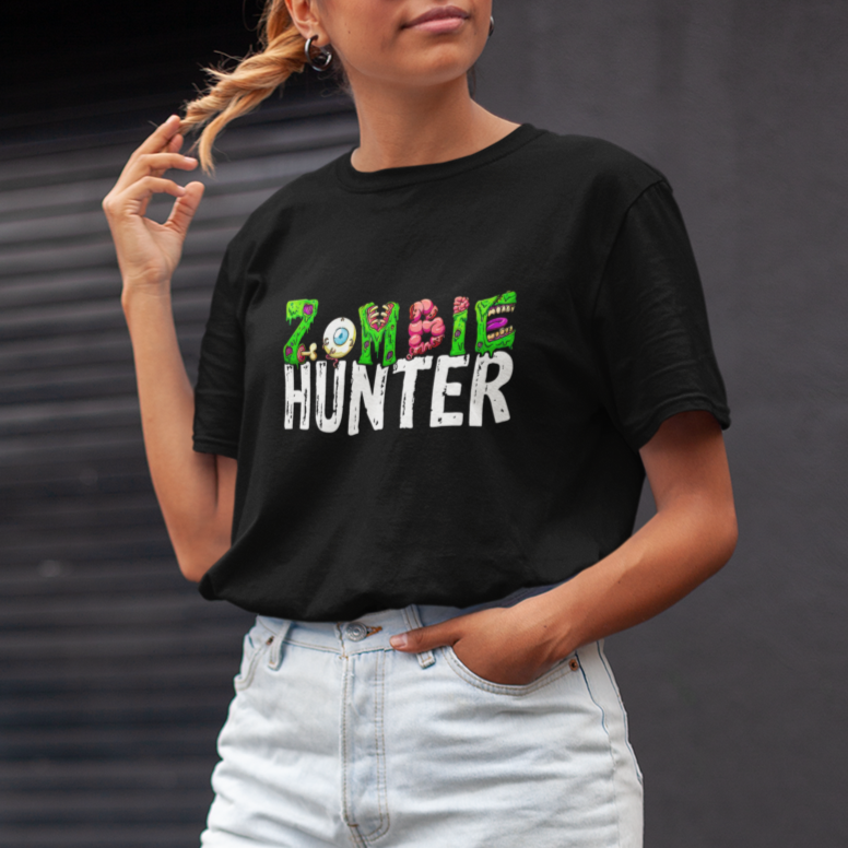 Zombie Hunter Eye Brain Hunting Halloween Costume T Shirt - Wonder Print Shop