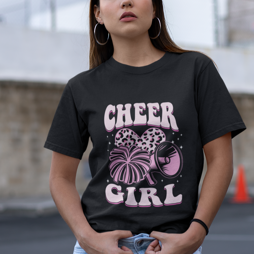 Cheerleading T Shirt For Women Cheer Girl Pink Leopard Cheerleader - Wonder Print Shop