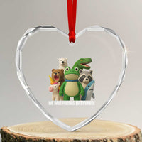 United Mascots Protest Heart Crystal Glass Ornament We Have Friends Everywhere - Wonder Print Shop