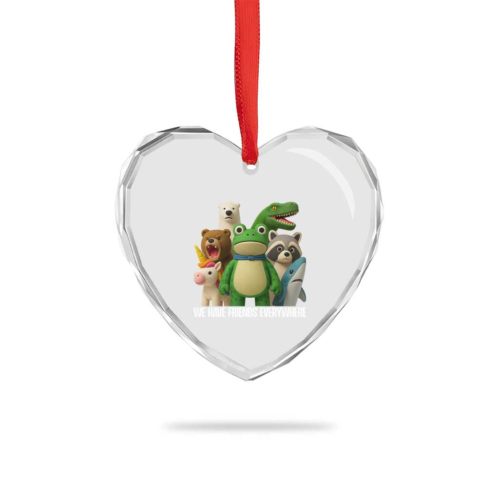 United Mascots Protest Heart Crystal Glass Ornament We Have Friends Everywhere - Wonder Print Shop
