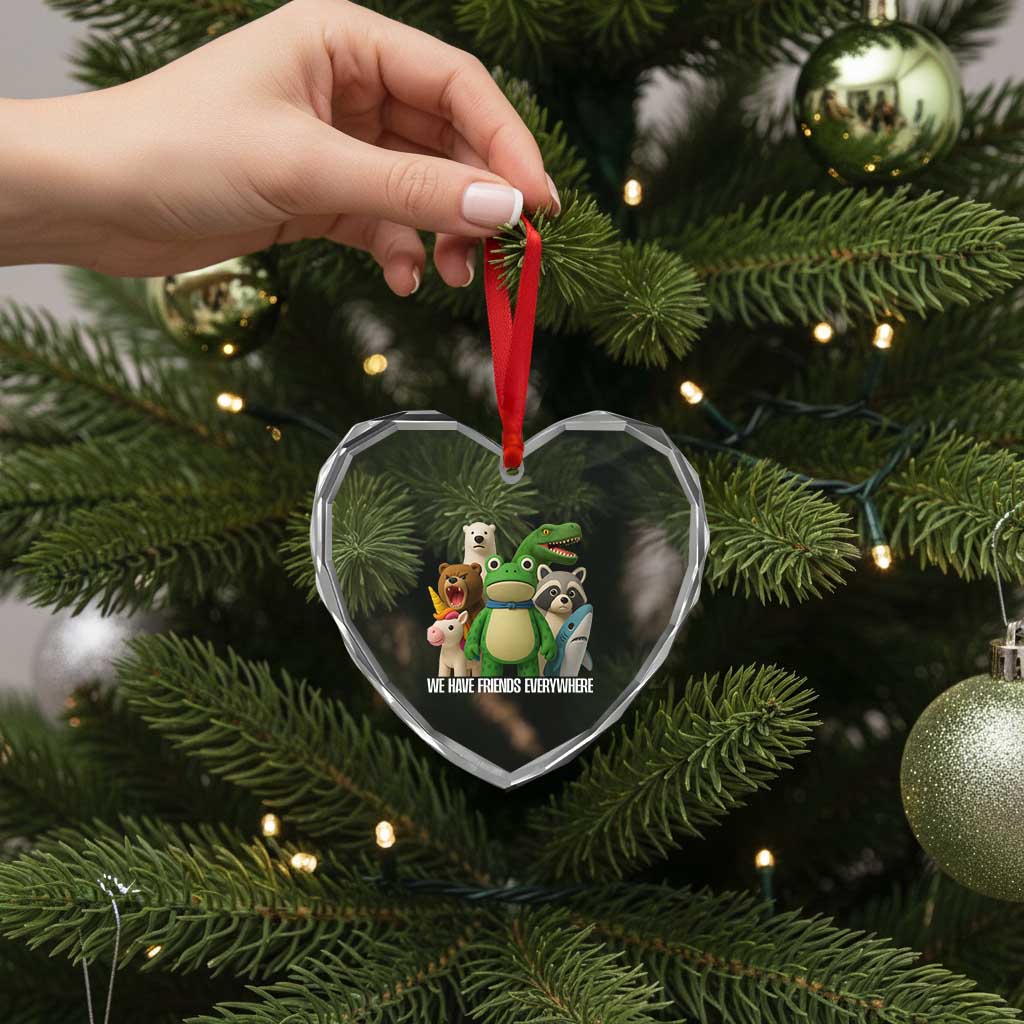 United Mascots Protest Heart Crystal Glass Ornament We Have Friends Everywhere - Wonder Print Shop