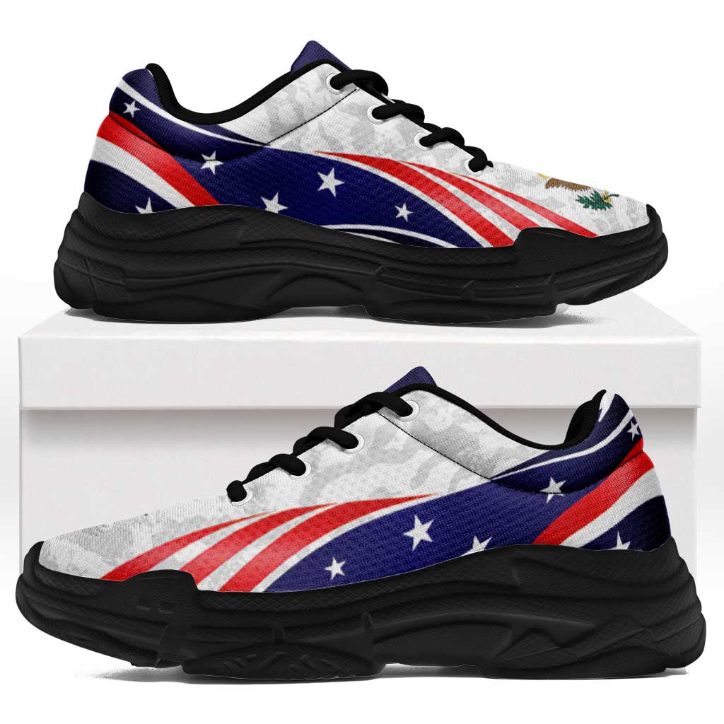 United States 2026 Football Chunky Sneakers Go USA Grunge Curve Stylized - Wonder Print Shop