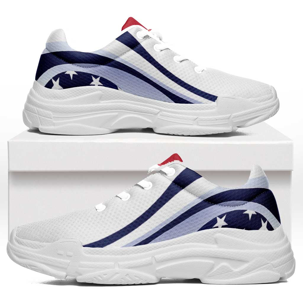 United States Football Chunky Sneakers Flag-Inspired Curve Style