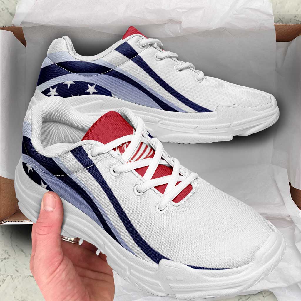 United States Football Chunky Sneakers Flag-Inspired Curve Style