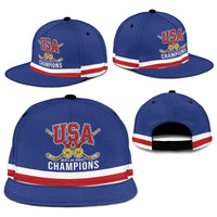 United States Hockey 1980-2026 Gold Medal Snapback Cap Embroidery Effect Blue Style
