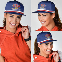 United States Hockey 1980-2026 Gold Medal Snapback Cap Embroidery Effect Blue Style