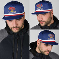 United States Hockey 1980-2026 Gold Medal Snapback Cap Embroidery Effect Blue Style