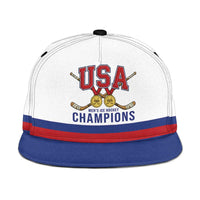 United States Hockey 1980-2026 Gold Medal Snapback Cap Embroidery Effect White Style