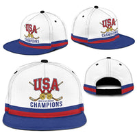 United States Hockey 1980-2026 Gold Medal Snapback Cap Embroidery Effect White Style