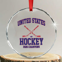 United States Hockey 2026 Champions Crystal Glass Ornament Patriotic USA Ice Hockey Victory Fan