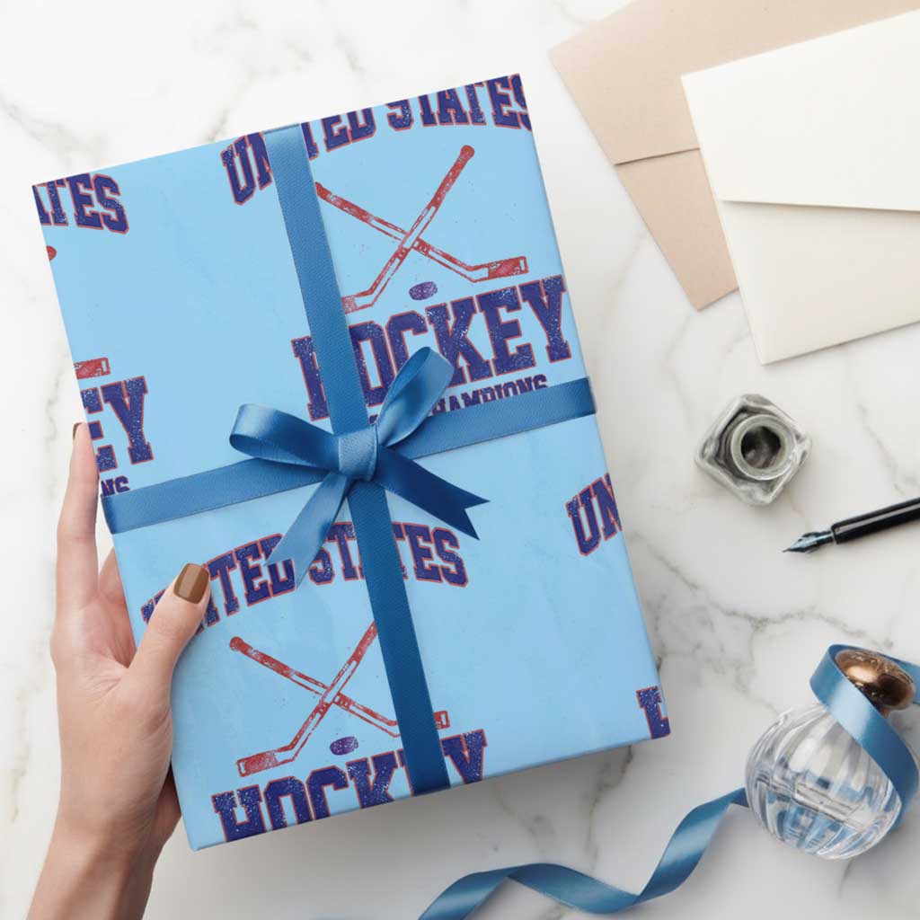 United States Hockey 2026 Champions Wrapping Paper Roll Patriotic USA Ice Hockey Victory Fan