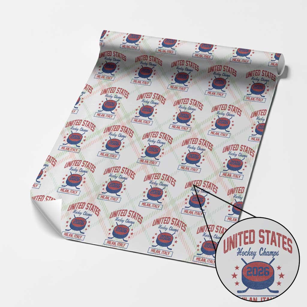United States Hockey Champs 2026 Milan Italy Wrapping Paper Roll Patriotic USA Gold Medal Winter Games Fan