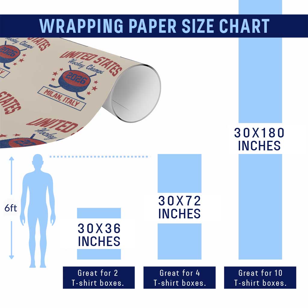 United States Hockey Champs 2026 Milan Italy Wrapping Paper Roll Patriotic USA Gold Medal Winter Games Fan