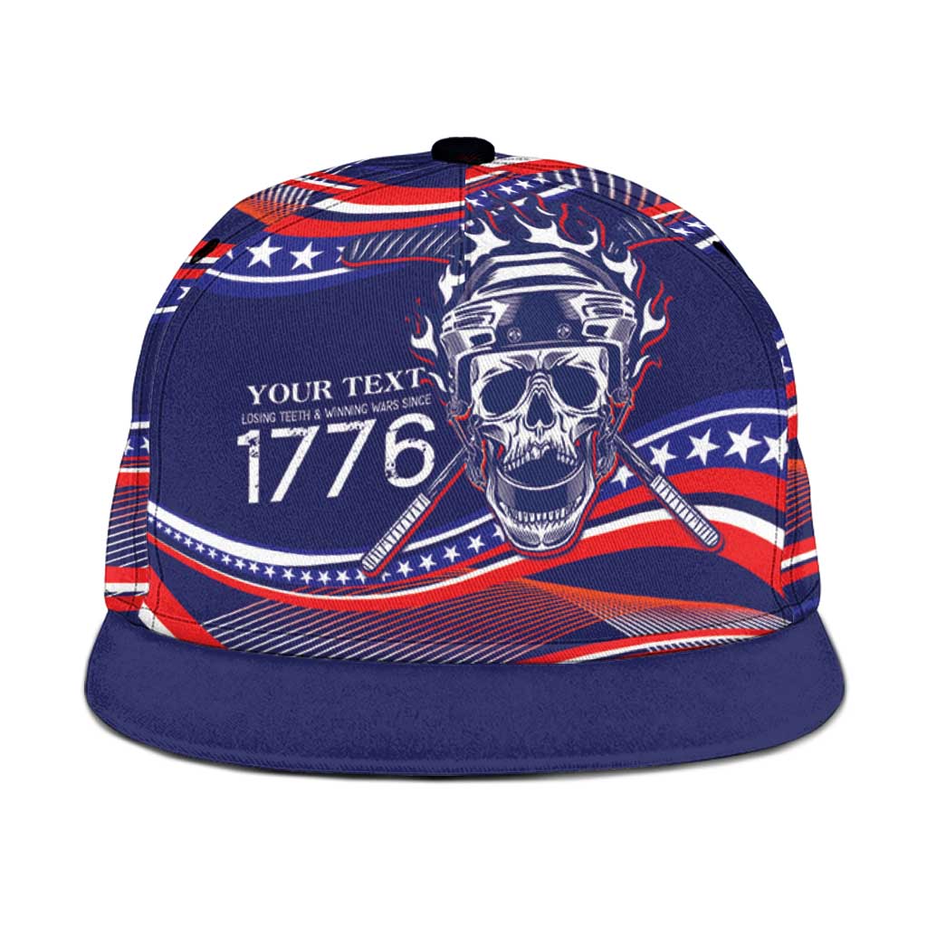 United States Hockey Personalized Snapback Cap Losing Teeth Winning Wars Since 1776 Blue Style