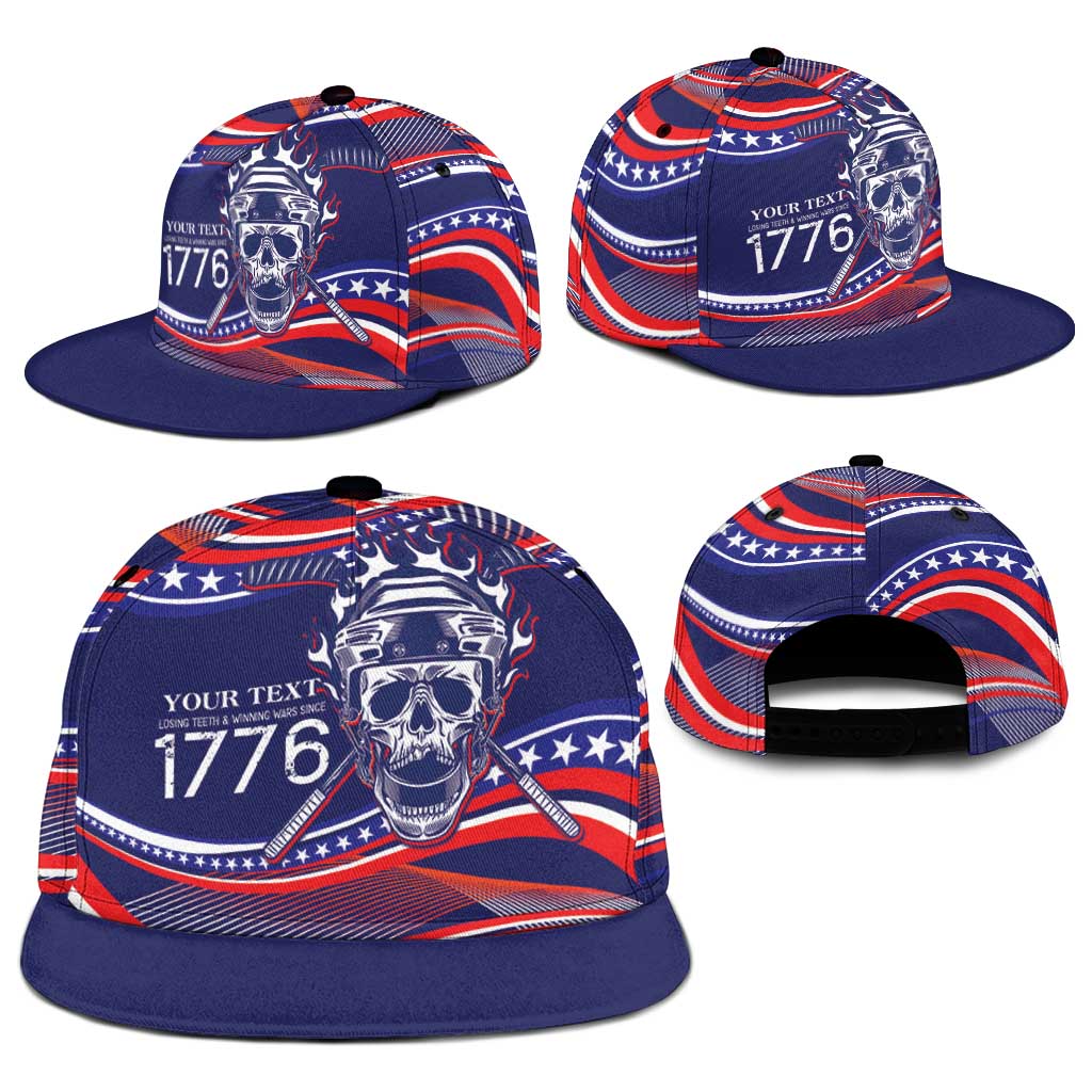 United States Hockey Personalized Snapback Cap Losing Teeth Winning Wars Since 1776 Blue Style