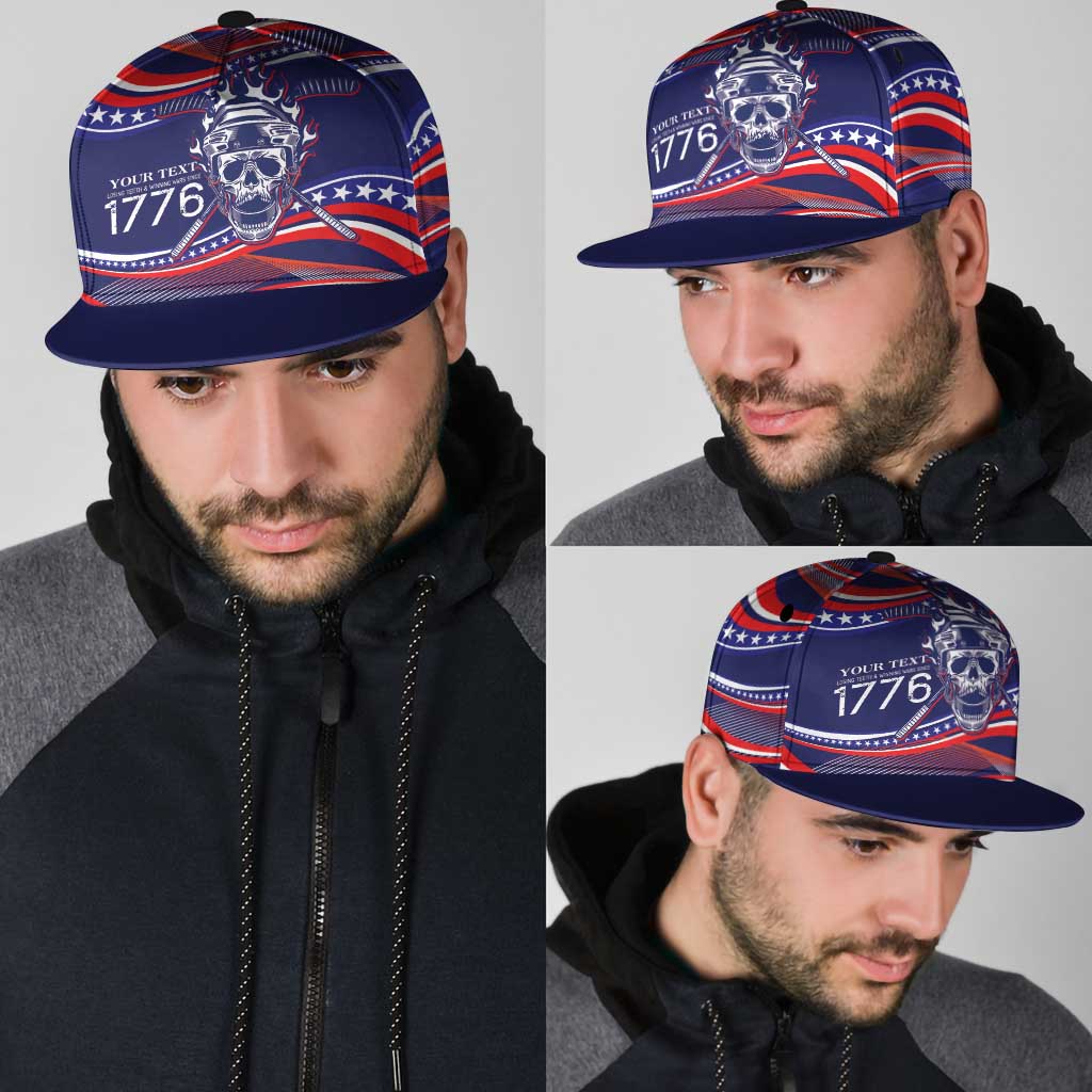United States Hockey Personalized Snapback Cap Losing Teeth Winning Wars Since 1776 Blue Style