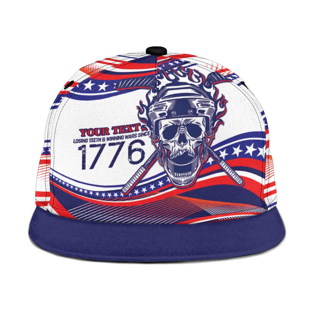 United States Hockey Personalized Snapback Cap Losing Teeth Winning Wars Since 1776 White Style