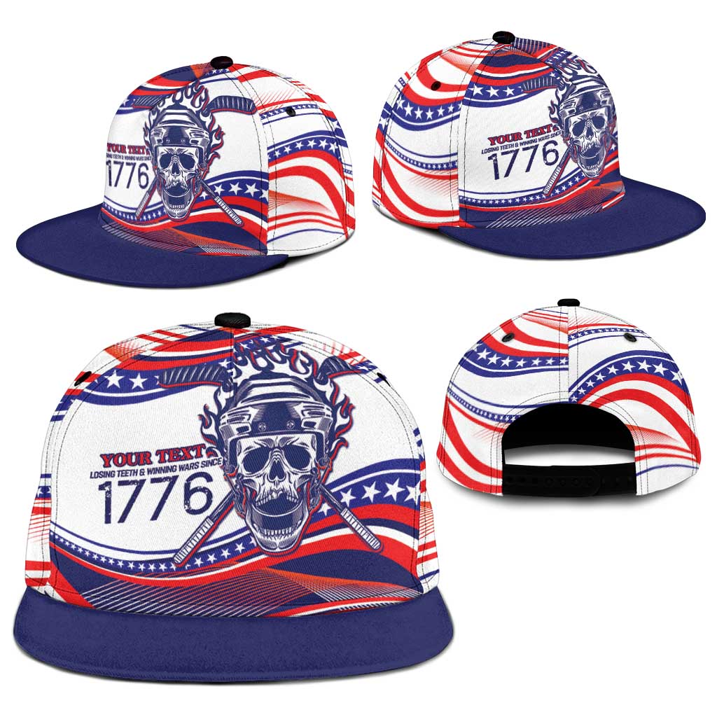 United States Hockey Personalized Snapback Cap Losing Teeth Winning Wars Since 1776 White Style