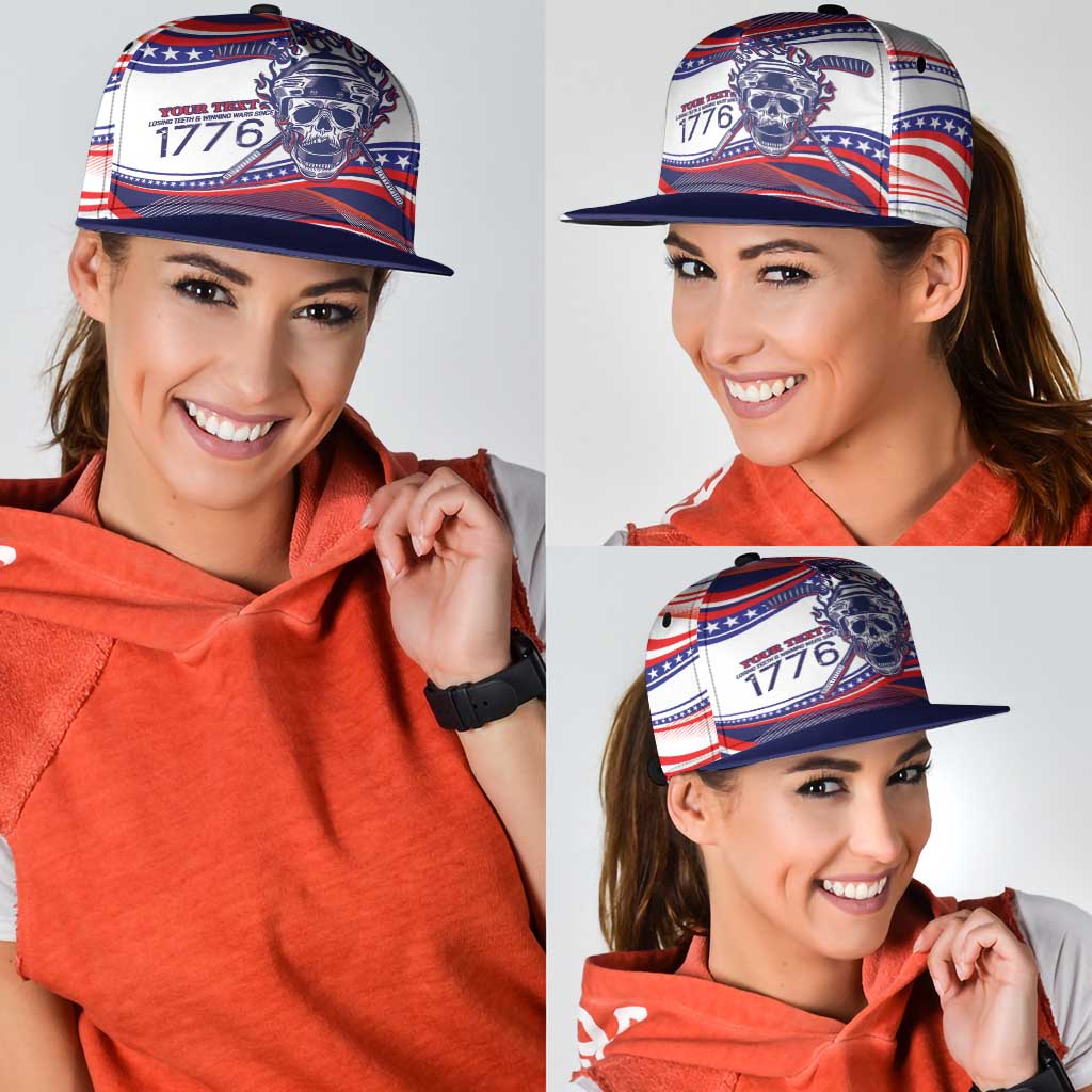 United States Hockey Personalized Snapback Cap Losing Teeth Winning Wars Since 1776 White Style