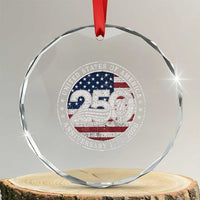 United States of America 250th Anniversary Vintage Seal Crystal Glass Ornament Distressed American Flag 1776 to 2026 Semiquincentennial Patriotic