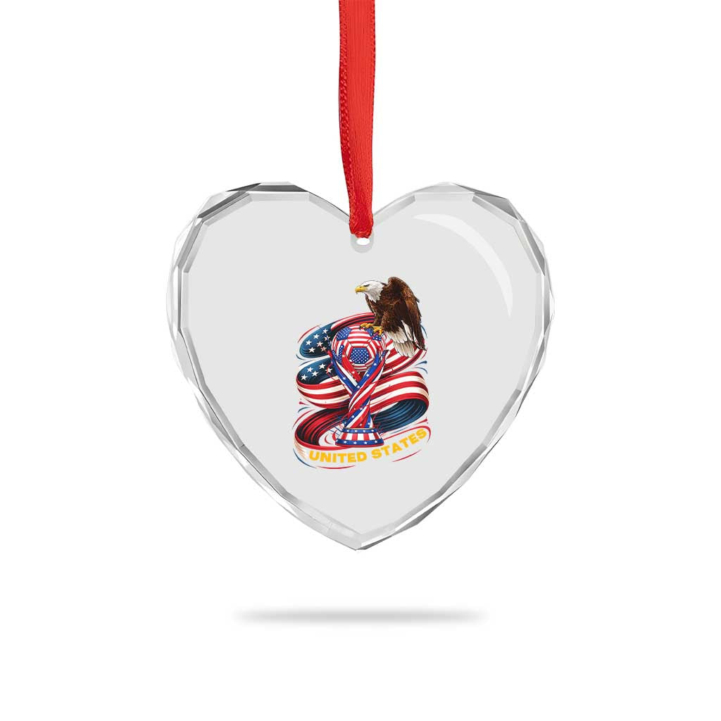 United States Sport USA Team 2026 Heart Crystal Glass Ornament American Soccer Fans Gift
