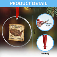 United States Without Illegal Aliens Crystal Glass Ornament Native Land Map