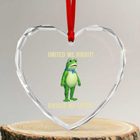 United We Ribbit Frog Protest Heart Crystal Glass Ornament Divided We Croak Free Portland Resist 2025 - Wonder Print Shop