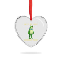 United We Ribbit Frog Protest Heart Crystal Glass Ornament Divided We Croak Free Portland Resist 2025 - Wonder Print Shop