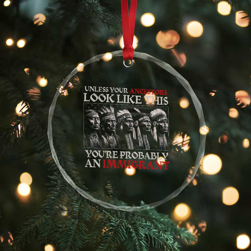 Unless Your Ancestors Look Like This You're Probably An Immigrant Crystal Glass Ornament Native American Indian