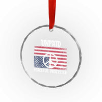 Unpaid Peaceful Protester Crystal Glass Ornament Peace Sign Anti War Patriotic US Flag