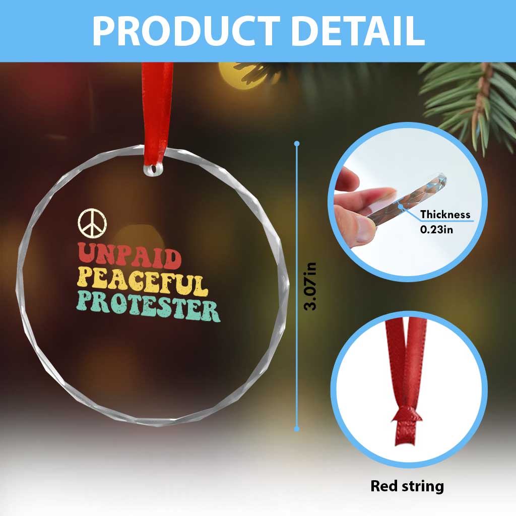 Unpaid Peaceful Protester Crystal Glass Ornament Political Resistance Movement