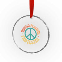Unpaid Peaceful Protester Crystal Glass Ornament Social Justice Floral Peace Sign