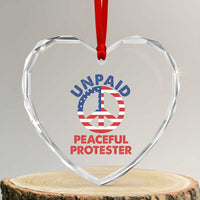 Unpaid Peaceful Protester Heart Crystal Glass Ornament Peace Sign Patriotic US Flag Political Protest