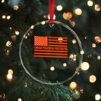 Unpaid Peaceful Protester Orange Distressed American Flag Crystal Glass Ornament Satirical Political Graphic