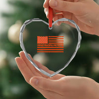 Unpaid Peaceful Protester Orange Distressed American Flag Heart Crystal Glass Ornament Satirical Political Graphic